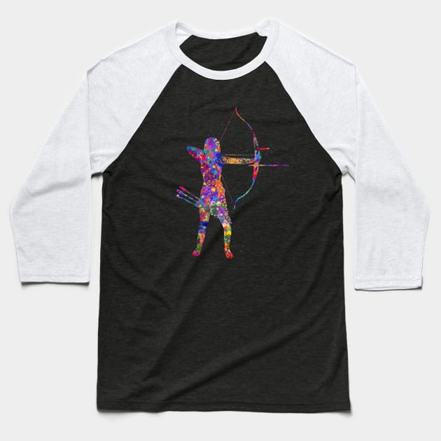 Archery girl player watercolor Baseball T-Shirt by Yahya Art